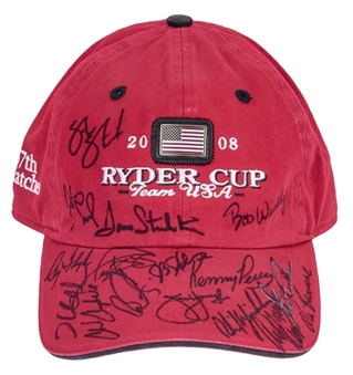 2008 Ryder Cup Team USA Signed Hat With 16 Signatures Including Phil Mickelson (Holtz LOA & JSA LOA)